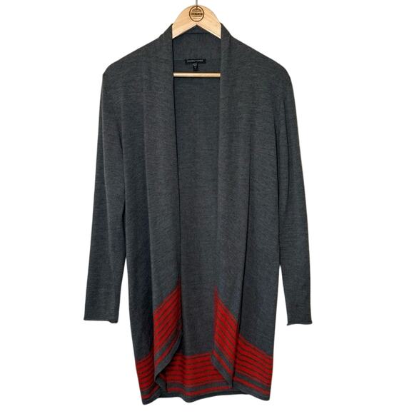Eileen Fisher Women’s Waterfall Long Cardigan 100% Merino Wool Sweater Sz Small - Picture 1 of 11